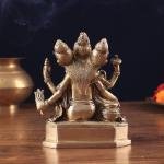 Pure Brass Trimurti Idol | 5" x 4.5" x 2.5" (13 x 11 x 6.5 cm) | 1.5 kg Sacred Art | Divine Trinity Brahma Vishnu Shiva Murti